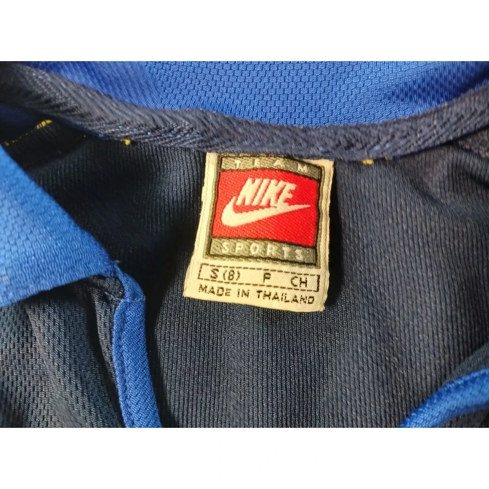 Vintage Nike Team Sports V Neck Polo Shirt Mens Small Blue Golf Rugby Soccer 90s
